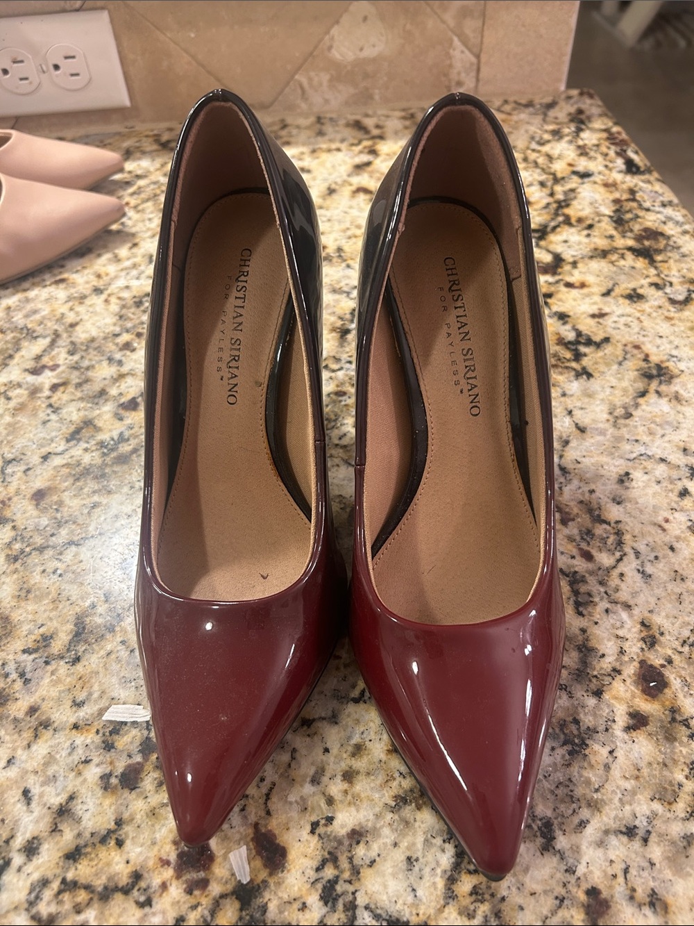Christian Siriano Burgundy Patent Pointed Pumps